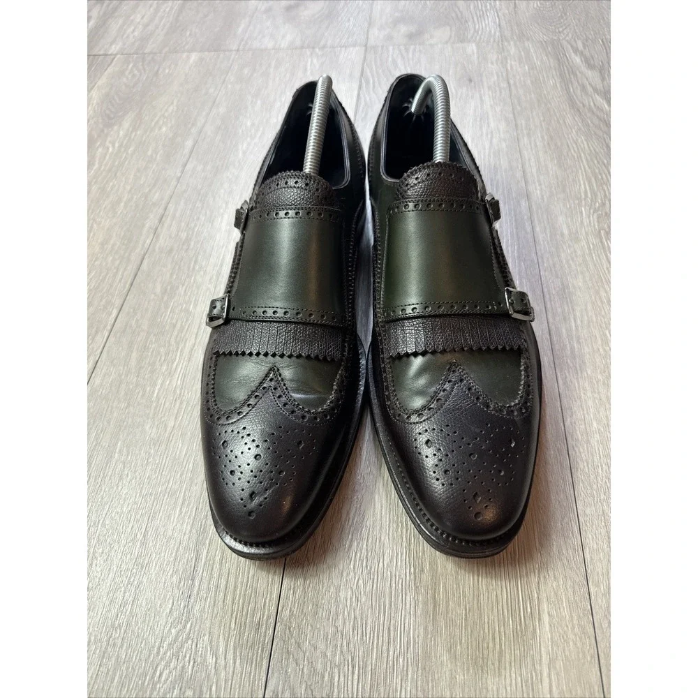 Salvatore Ferragamo Double Monk Strap Derby Oxford Dress Shoes Men's 10 D Italy